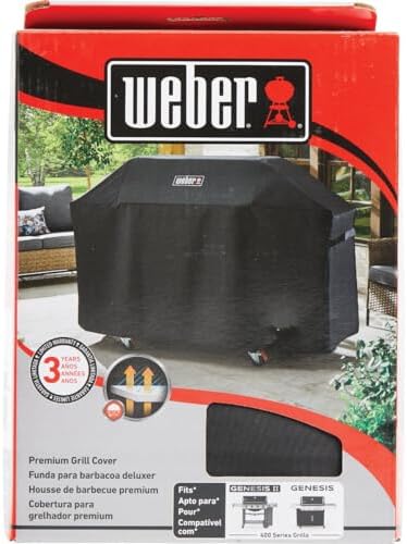 Weber® Premium Outdoor Grill Cover for Select Genesis Gas Grills, Black - Image 3
