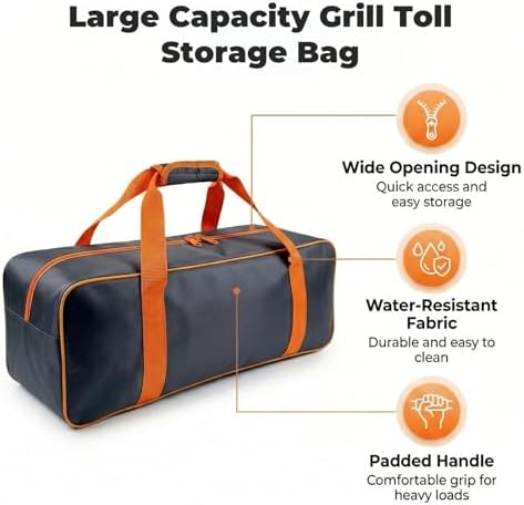 Grill Tool Storage Barbecue Utensil Box, 24" x 8" x 8" BBQ Accessory Bag - Image 4
