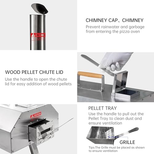 Semi-Automatic Silver 12 Outdoor Pizza Oven Portable Wood Fired Pizza Oven Outdoor Cooking Pizza Maker Portable Pizza Oven for Authentic Stone Baked Pizzas - Image 5