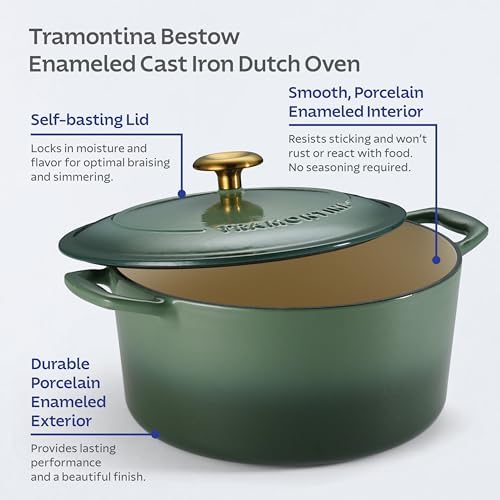 Tramontina Bestow Enameled Cast Iron 5.5-Qt Round Dutch Oven Pot with Lid - Image 5