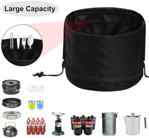 Camping Cookware Mess Kit Bag, High Capacity Camping Tableware Storage Bag, Drawstring Heavy Duty Water Resistant Cookware Organizer for BBQ Outdoor Cooking Essentials (2) - Image 3