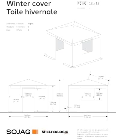 SOJAG Winter Accessories for Gazebos, 12 x 12 ft Gazebo Cover, Gray - Image 5
