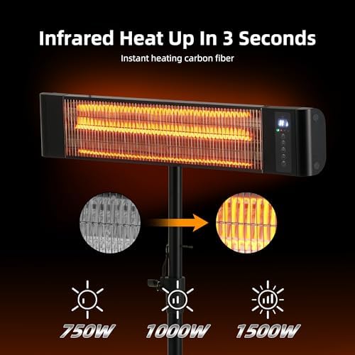 Infrared Heater for Outdoor use 1500W Patio Heater with Stand WEWARM - Image 2