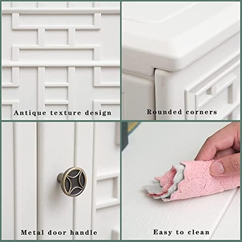 Mrosaa Indoor Outdoor Storage Cabinet Waterproof with Shelf, Off White Plastic Outdoor Cabinets for Patio/Garden/Backyard, Size 34.3''L*15''W*36.2''H - Image 6