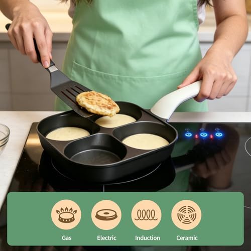 4 Cup Egg Pan, Nonstick Breakfast Pan with 4 Holes for Pancakes - Image 3