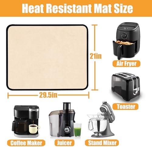 TOHONFOO Heat Resistant Mats for Countertop & Air Fryer, 29.5x21 in, Khaki - Image 5