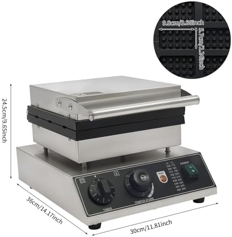 6-Slice Commercial Waffle Maker, 1500W Electric Waffle Machine, Stainless Steel Waffle Iron Baker with Non-Stick Coating, 122-572℉ Temperature Adjustable - Image 3