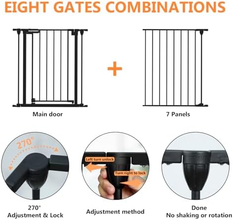 199" Extra Wide Baby Gate, Play Yard Child Safety Gate, Dog Gates with Auto-Close Door, Double Locking System for The House Doorways, Fireplace, Kitchen, 8-Panels, 30" Tall - Image 6