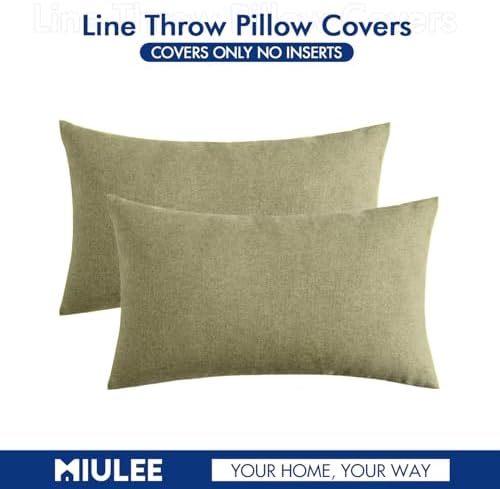 MIULEE Decorative Outdoor Pillow Covers Lumbar Waterproof 12x20 Light Olive Green - Image 6