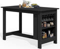 SERWALL Outdoor HDPE Counter-Height Bar Table with Storage Rack, Black by SERWALL