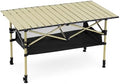Portable Folding Camping Table, Adjustable Height, Beige, 37 x 21 in by FXKS