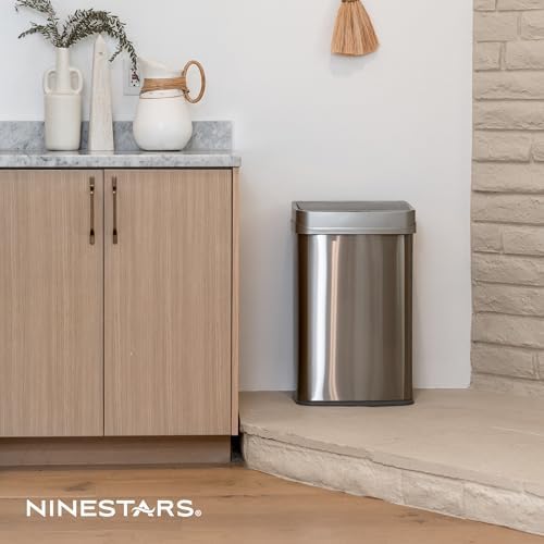 Ninestars 13 Gallon Automatic Trash Can, 50L Touchless Motion Sensor Garbage Can with Odor-Sealing Lid, Rectangular Stainless Steel, Silver Trim - Image 4