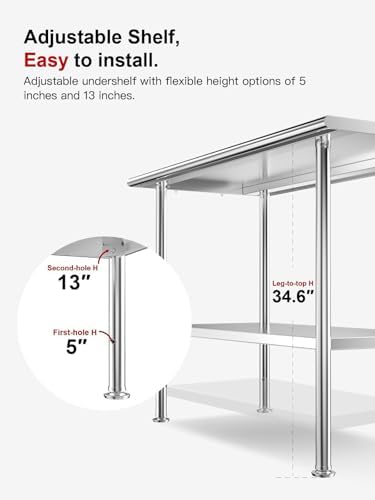 Atelicf NSF Stainless Steel Prep Table 24X48 inch with Backsplash - Image 3
