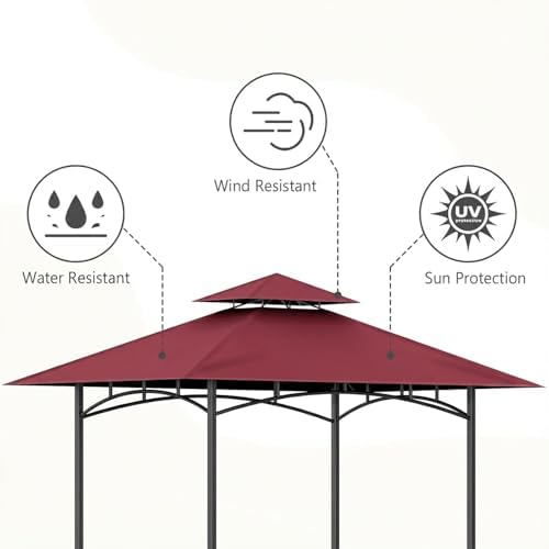 Grill Gazebo Canopy Replacement, 5 x 8 Ft, Red - Image 3