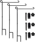 YEAHOME 3PC Garden Flag Holder Stand, Weather-Proof Yard Flag Pole Black Metal Powder-Coated Flagpole with Tiger Clip and Rubber Stopper for Garden Flags Outdoor Decorations by YEAHOME