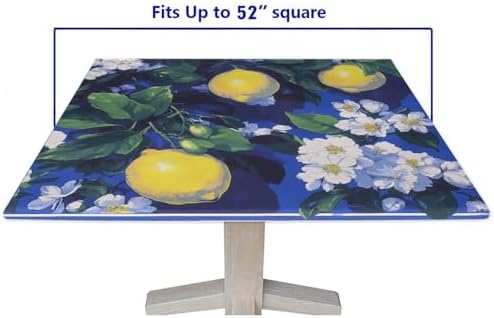 Elastic Tablecloth, Lemon and Tile Pattern Printed on Polyester Patio Bench Cover, Suitable for Home Dining Camping BBQ, Fit for 52" x 52" Square Tables - Image 5