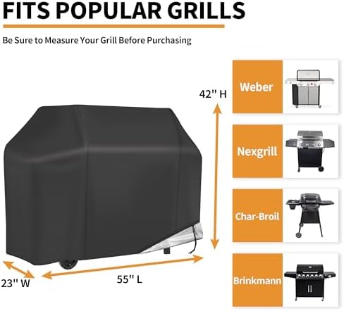 NEXCOVER Grill Cover, BBQ Cover 55 inch,Waterproof BBQ Grill Cover,Fade Resistant Gas Grill Cover, Barbecue Grill Covers, Fits Grill of Weber, Brinkmann, Nexgrill, Black Grill Cover for Outdoor Grill. - Image 2