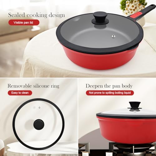 8 Inch Small Frying Pan Skillet with Lid, Nonstick Mini Saute Pan - Image 2