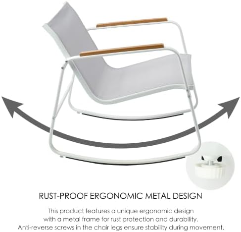 Kozyard 3-Piece Rocking Chair Set, Outdoor Rocking Textilene Bistro Set - Image 5