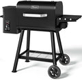 KingChii Electric Wood Pellet Grill & Smoker with Side Shelf, 456 SQ.IN Grill Capacity, 11LB Hopper, with PID Temperature Control (180-425°F) for Backyard Camping Bake and Roast, Black by KingChii