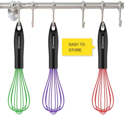 NileHome Silicone Whisk Set 8" 10" 12" Kitchen Whisk Multicolor,3-pack - Image 2