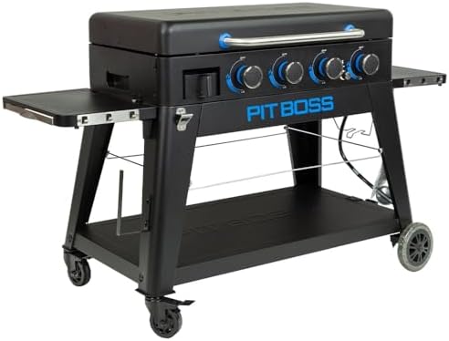 Pit Boss 4-Burner Propane Gas Non-Stick Ceramic Coated Rust-Resistant Portable Lift-Off and Stationary Griddle Grill with Hard Cover, 647-Sq. In. (35" L x 18" W) Cooking Space, 46,000 BTU, Black by PitBoss%C2%AEGrills