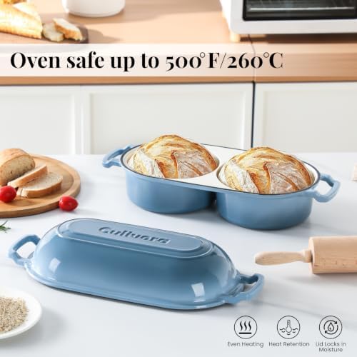 Cast Iron Double Dutch Oven, Mini Enamel Sourdough Bread Pan with Lid - Image 4