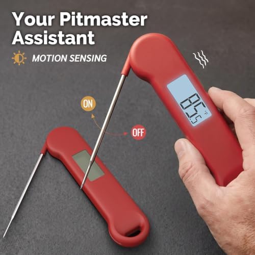 0.5 Sec Instant Read Meat Thermometer Digital for Outdoor Fryer, Red - Image 4