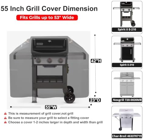 55" Grill Cover for Weber Char-Broil Nexgrill,2026 Upgrade 1000D Heavy Duty - Image 2