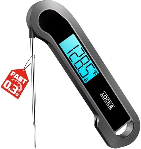 0.3 Sec Instant Read Meat Thermometer Digital for Cooking, Grey by ONFIKY