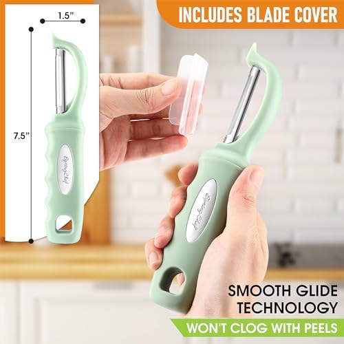 Spring Chef Swivel Vegetable Peeler with Ergonomic Handle, Pistachio - Image 4