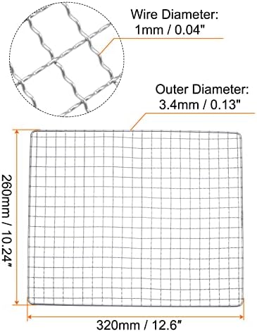 HARFINGTON Square BBQ Grill Net 12.6"x10.2" Stainless Steel Cross Wire Barbecue Mesh Mat for Baking Smoking Charcoal Grilling Roasting - Image 2