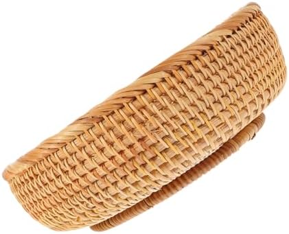 Baluue Large round Rattan Woven Picnic Basket, Handcrafted Thickened Outdoor Fruit Storage Organizer, Sturdy Desktop and Kitchen Serving Holder for Outdoor Dining by Baluue