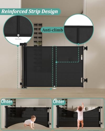 Miumoon 50 inch Reinforced Retractable Baby Gates 34 inch Tall - Image 2
