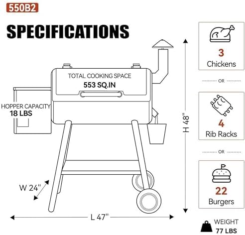 Z GRILLS 550B2 Pellet Grill Smoker, PID 3.0 Auto Temp Control, 553 Sq in - Image 2