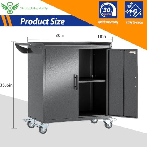 GAIOUS 35.6'' Tall Metal Garage Storage Cabinet with Wheels, Tool Cabinet - Image 2
