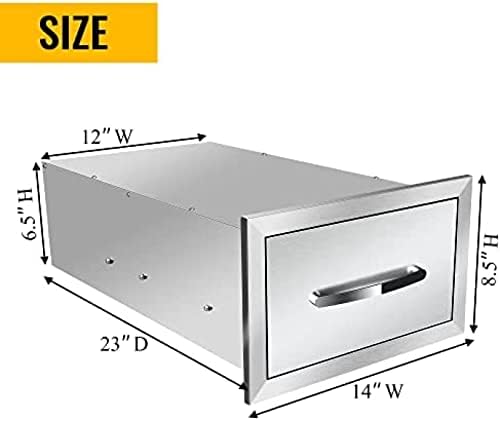 Stainless Steel Outdoor Kitchen BBQ Island Drawers - Flush Mount Triple Access, 14Wx23Dx8.5H - Image 2