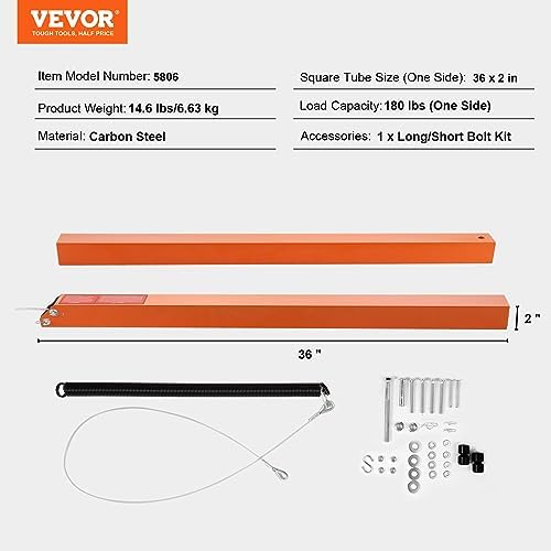 VEVOR Trailer Tailgate Lift Assist, Max 180 lbs Load Capacity, Compatible with Open Utility Trailer Tailgate and Ramp, with 10 to 24 Inches Heights Side Rail and 4 to 6 Feet Height Tail Gate or Ramp - Image 7