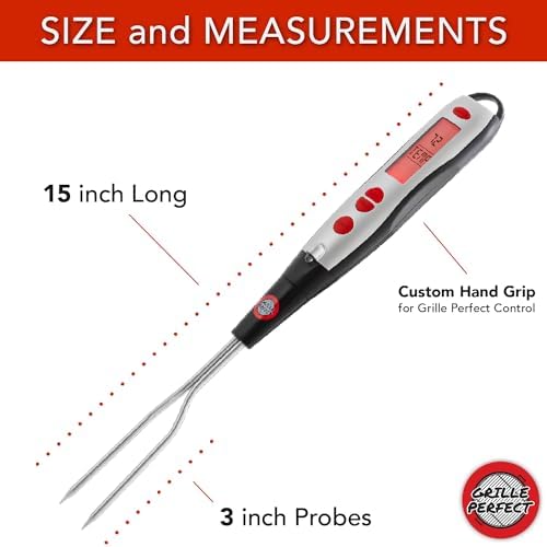 Digital Meat Thermometer Fork for Grilling and BBQ Fast Read Electronic Probes with Ready Alarm Quick Accurate Barbecue Temperature for Steak Chicken Hot Grilled Food - Image 5