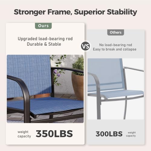 SUNSHINE VALLEY 9pc Patio Dining Set, 57.5" Square Table & 8 Blue Chairs - Image 6