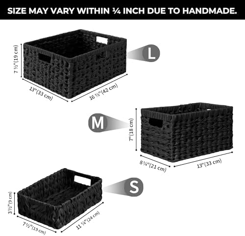 GRANNY SAYS Wicker Storage Baskets for Shelves, Black Wicker Basket, 2-Pack - Image 7