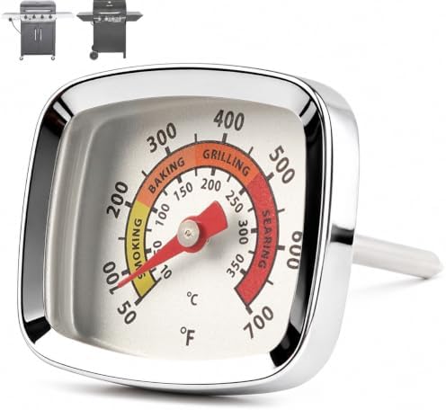 Grill Thermometer Mini Square Dial 50-700F Dual Scale BBQ Gauge by Unknown