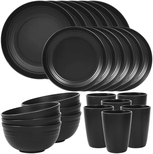 Quatish 24 Piece Plates and Bowl Set for 6, Dinnerware Dish Set for Kitchen by Quatish