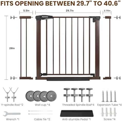 Baby Gate for Stairs, 29.7-40.6" Adjustable Dog Gate Indoor, No Drilling - Image 2
