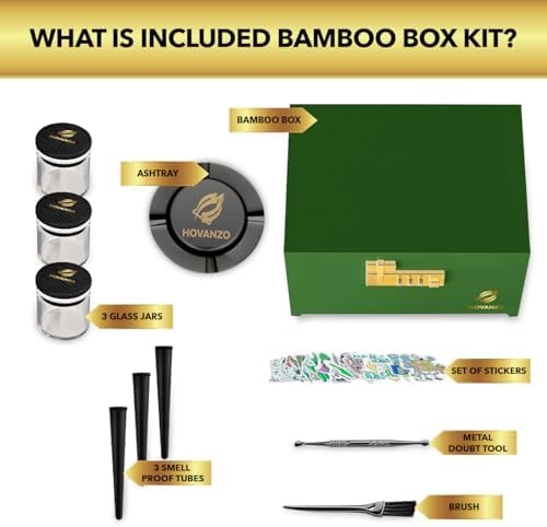 HOVANZO Premium Large Bamboo Storage Box with Organizer Tray - Storage Wood Box and Accessories - Decorative Box with Combination Lock - Large Wooden Container - Box Kit with Glass Jars - Image 3