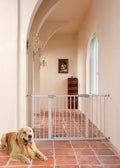 55.98"-58.15" Baby and Pet Safety Gate, 30" Tall Metal Walk-Thru Gate for Doorways & Stairs, Easy One-Hand Open, Dual Lock, Extensions & Wall Mounts Included (Gray, 29"-57" W x 30.5“H) by SafeGo