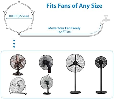 lifeegrn Misting Cooling System: Outdoor Mister System for Patio, 20 FT Misting Line+5 Mist Nozzles+3/4" Brass Adapter Garden Trampoline Greenhouse - Image 6