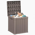 70 Gallon Resin Deck Box, Outdoor Storage Box, Waterproof UV Resistant Lockable，Weatherproof Organizer for Patio Furniture Cushions, Pool Accessories, Garden Tools, Indoor & Outdoor Use, Grey by ASKPASS