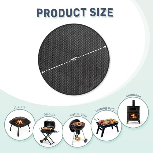 36" Round Fire Pit Mat for Solo Stove Bonfire, Fireproof Under Grill Mats for Outdoor Grill Deck Protector, Double-Sided Silicone Coating Heat Resistant BBQ Mat pad for Patio & Camping - Image 7