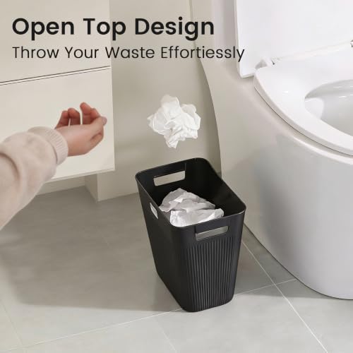 JOYMOOP Slim Trash Can 5-Pack, 2.2 Gallon Plastic Wastebasket for Bathroom, Bedroom, Office, Kitchen with 4 Rolls Bags, Black - Image 4